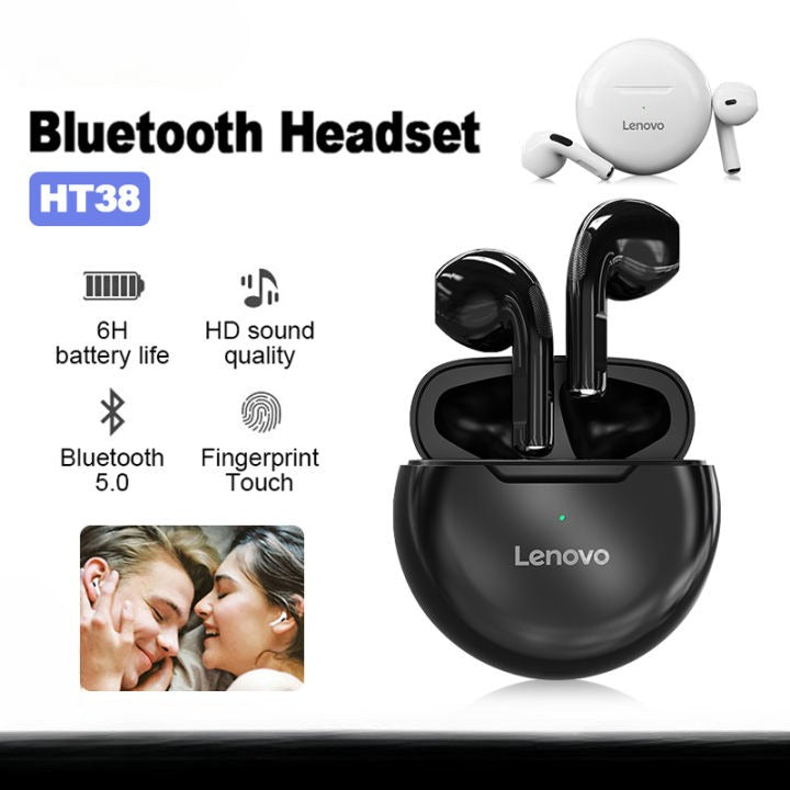 Original Lenovo HT38 Bluetooth Headset Wireless Bluetooth Headphones with Waterproo Wireless Charging Case